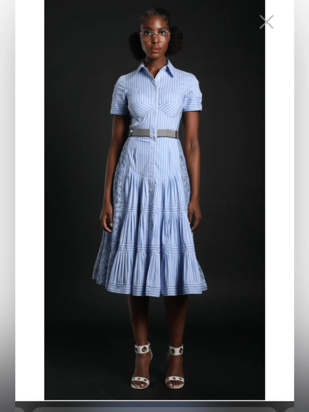 Byron Lars | Dresses | Byron Lars Light Blue White Striped Midi Shirt Dress  | Poshmark